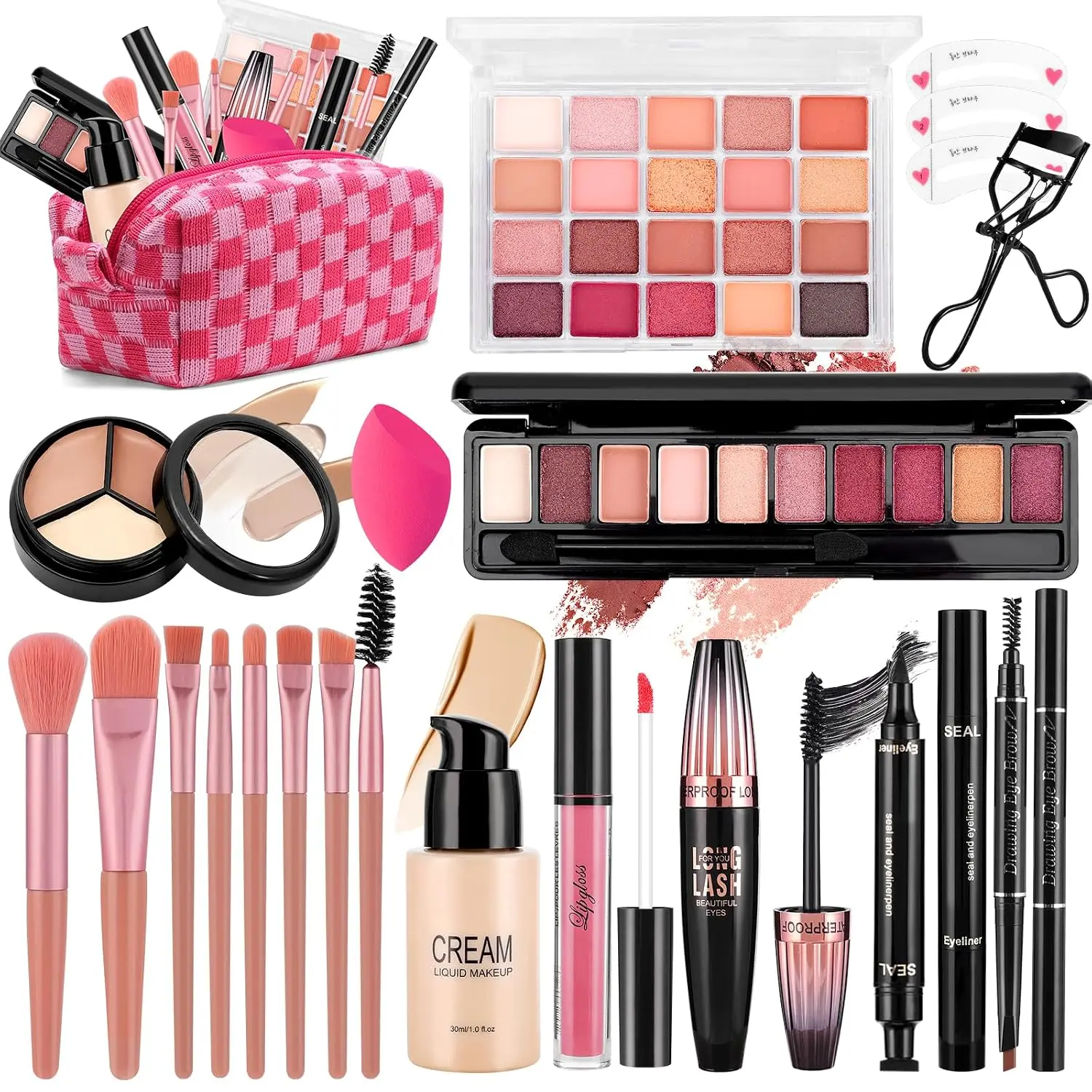 Women's Daily Cosmetic Makeup Kit - Includes Foundation, Eyeshadow, Lipstick, Makeup Brushes and Storage Bag for Flawless, Smooth Application