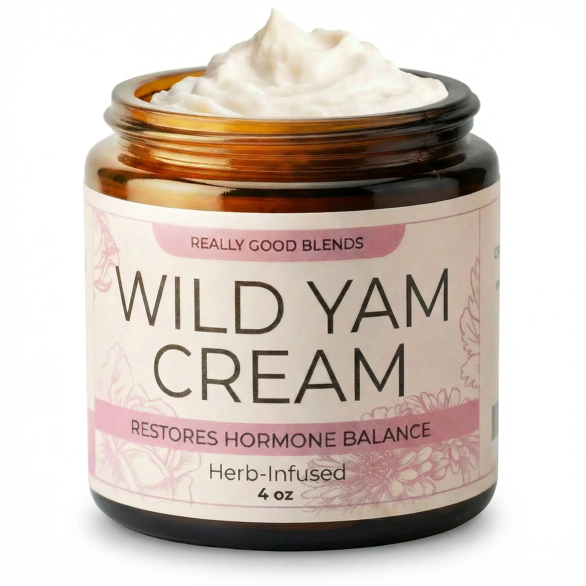 Really Good Blends - Wild Yam Cream - Restores Hormone Balance 4 oz - Herb Infused Moisturizer for Face & Body - Made in USA