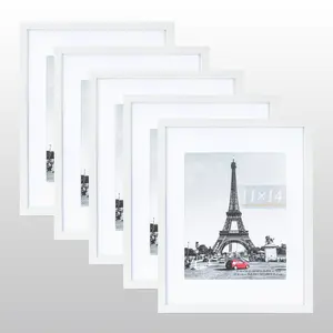 Scholartree 5-in-1 Contemporary Gallery Picture Frame Set, 11 x 14 Wall Picture Frames, White