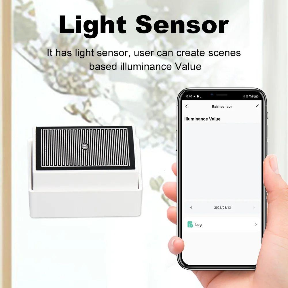 2 in 1 Tuya Zigbee Rain Sensor with Light Detector IPX4 Outdoor Waterproof Rain Detector work with Smart Life Home Assistant Z2M