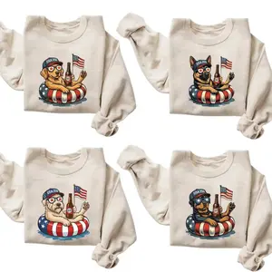 Patriotic Dog Sweatshirt, 50+ Dog Breeds USA 250 Years Design, Funny Beer Dog Graphic, American Flag Dog Lover Shirt, 4th of July Independence Day Outfit, Gift for Men and Women, Casual Crewneck - AL