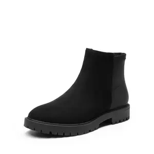 Dream Pairs Women's Trendy Chunky Ankle  winter flared leather boots Walking Shoes Girl Comfort Padded Casual Nail Soft Stylish Chelsea Footwear