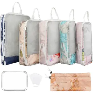 7 count Compression Packing Cubes Travel for Suitcases, Luggage Organizer Washable Storage Bags Set for Backpack Travel- Packaging Cubes for Carry-Ons and Storage