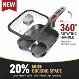 FOGDREAM 3-in-1 Ultra Nonstick Hybrid Pan with 360° Twist Handle, Thermal Glass & Micro-Pressure Lids, Divided Deep Oblong Steak Skillet, Titanium Base, PFOA-Free, Oven/Dishwasher-Safe, Space-Saving Family Meal Prep Cookware, Lightweight Household Items