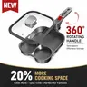 FOGDREAM 3-in-1 Ultra Nonstick Hybrid Pan with 360° Twist Handle, Thermal Glass & Micro-Pressure Lids, Divided Deep Oblong Steak Skillet, Titanium Base, PFOA-Free, Oven/Dishwasher-Safe, Space-Saving Family Meal Prep Cookware, Lightweight Household Items