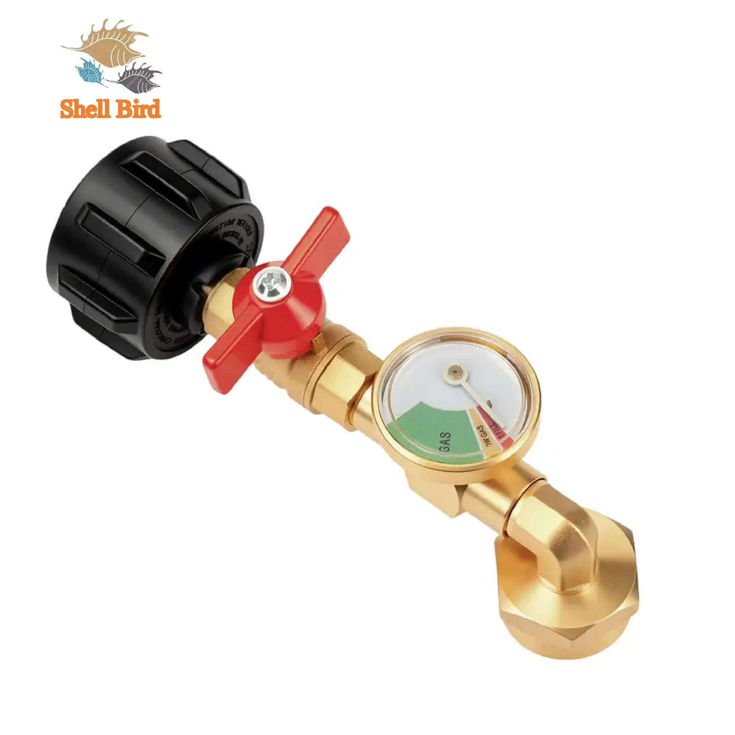 【Dealsforyoudays】Shell Bird Propane Filling Adapter Set Pipe Fittings with Valve, Pressure Gauges, Night Light Pressure Indicator, Seal and Ball Valve Gas Tank Connector for Cylinder Accessories
