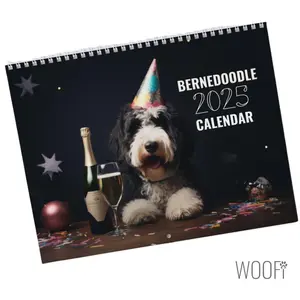Bernedoodle Calendar 2025, Bernedoodle Wall  Gift, 12 Month Hanging Wall Calendar, Desk Calendar, Dog lover, Support Dog Shelters