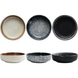 Ceramic Soy Sauce Dish set, Dipping Bowls Set of 6, Chip and Dip Bowls, Japanese Style 3 oz Round Small Dish for Dipping Sushi Tomato Soy Sauce Dish Condiment Finger Dishes