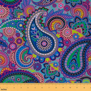 Paisley Fabric by The Yard,Colorful Boho Paisley Floral Upholstery Fabric,Bohemian Exotic Fabric,Waterproof,Indian Style Decorative Fabric,2 Yards, Bohemian Paisley, Diy Crafting