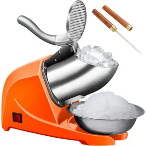 Electric Ice Shaver Snow Cone Maker  Splash Stainless Steel 4  Machine,200lbs/hr with Ice Pick for Home and Commercial Use(Orange)