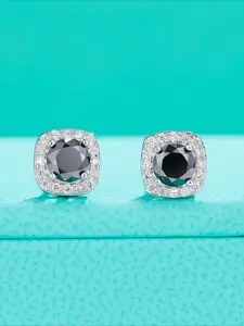 1 Pair 0.5-3ct Simple Classic Black Moissanite Jewelry, Street Rock Hip Hop Style Stud Earrings, Perfect As A Gift for Birthdays or Any Special Occasion