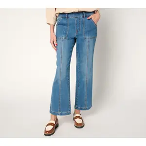 Isaac Mizrahi Live! Petite Indigo Denim Straight-Leg Utility Jeans