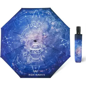 Automatic Compact Umbrella Constellations - Folding Windproof Rain Umbrellas Travel Lightweight Sturdy  Portable Umbrella for Women Girls