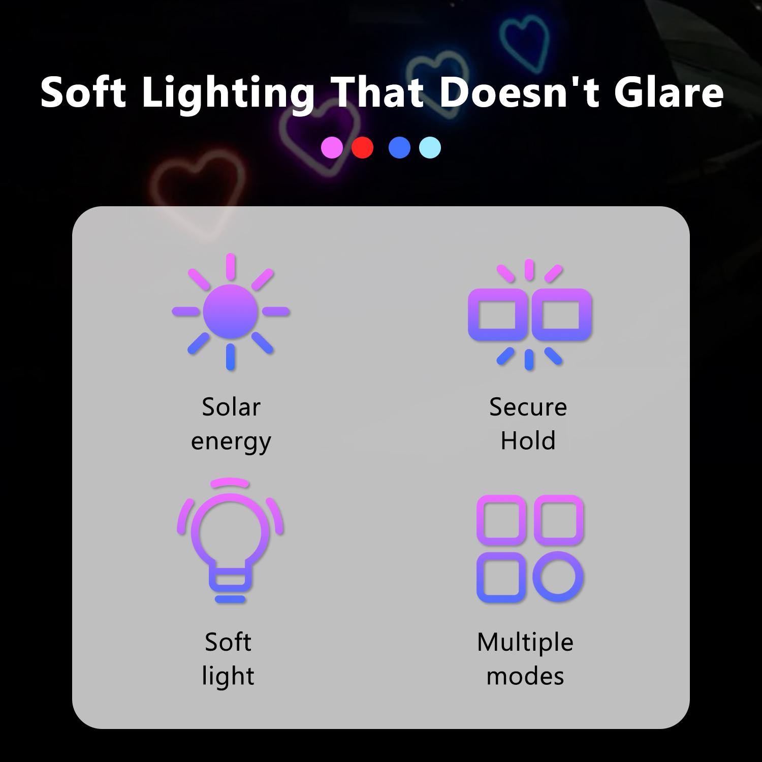 Solar-Powered Heart-Shaped LED Neon Light, Wireless Car Ambient Light with 3 Modes, IP65 Waterproof Romantic Atmosphere Lamp for Car Interior, Outdoor Decor, Couples Gift, Easy Install No Wiring