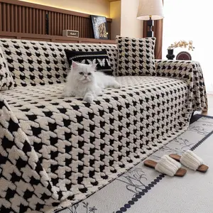 Modern American Country Style Plush Sofa Cover Blanket, Pet Friendly Anti-Scratch Couch Towel, Home Decor, Waterproof Sofa Cover