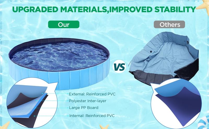 【All Size】Yaheetech Cooling Foldable Pet Swimming Pool, Portable Dog Bath Tub Indoor and Outdoor, PVC Portable Wash Tub for Pet Dogs for Garden/Beach/Yard/Home Use
