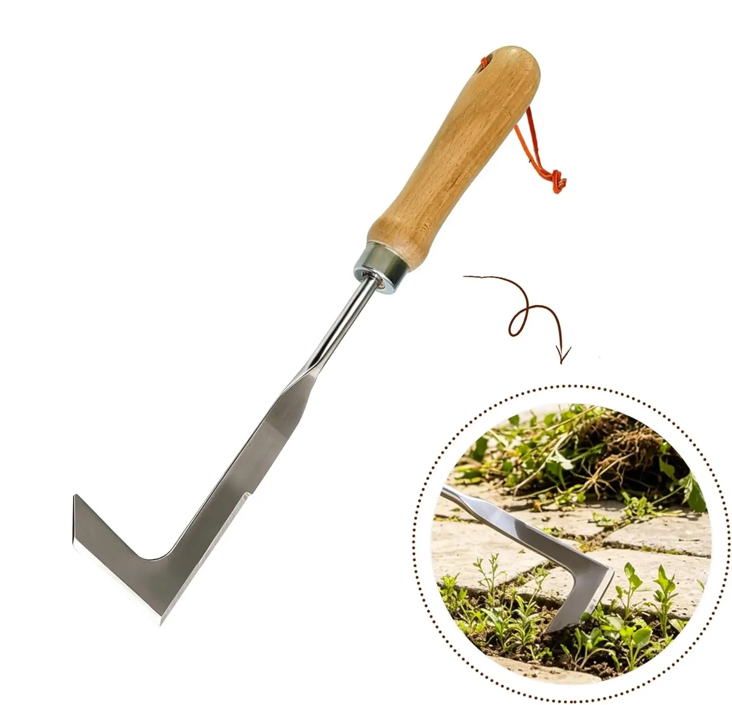 2026 Crack Weeder Tool , lawn mower tools Stainless Steel Manual Grass Puller with Beech Wood Handle for Sidewalk Driveways Patio Paver Narrow and Wall Gaps Garden summerwins