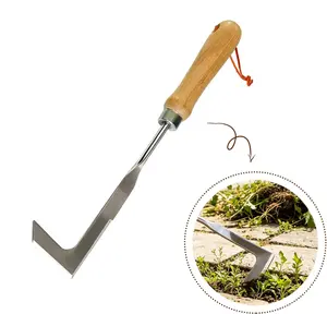 2026 Crack Weeder Tool , lawn mower tools Stainless Steel Manual Grass Puller with Beech Wood Handle for Sidewalk Driveways Patio Paver Narrow and Wall Gaps Garden summerwins