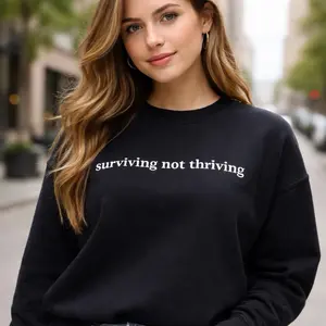 Star's Shining Gifts Surviving not Thriving Embroidered Gildan Crewneck Sweatshirt for Casual Wear