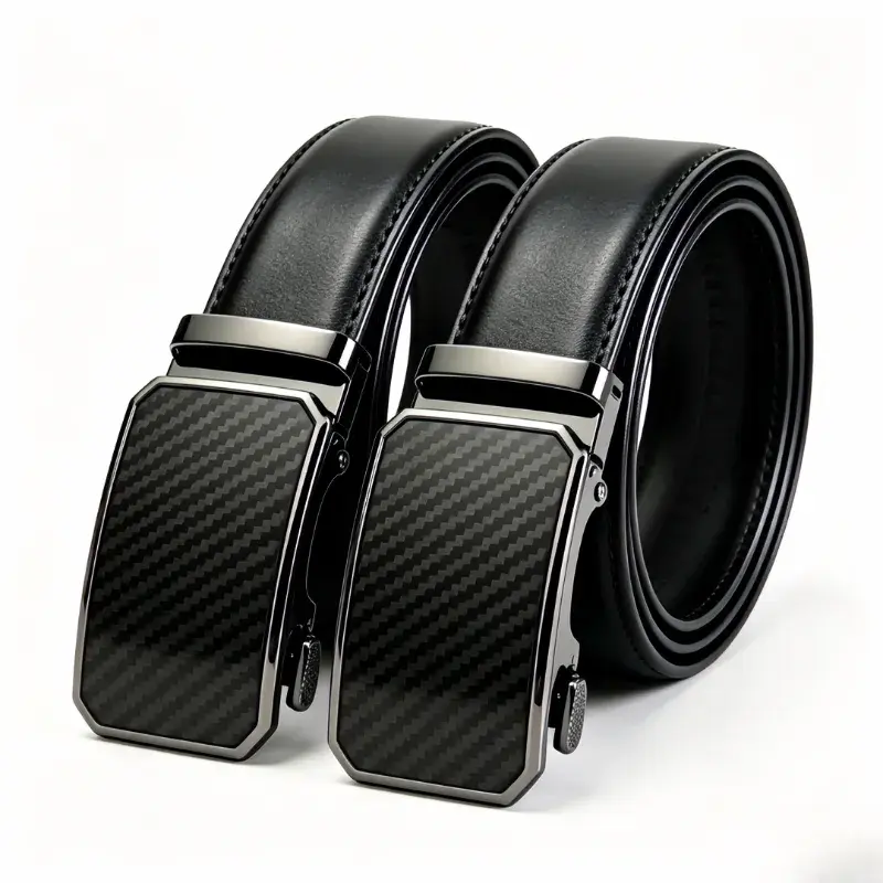 【Trimmable】Men's Belt Leather Ratchet Automatic Buckle Adjustable for Casual & Formal Wear Gift Textured Premium Belt for Men's Wear TikTokShopBacktoSchool business Outdoorfun Cow Hide Material
