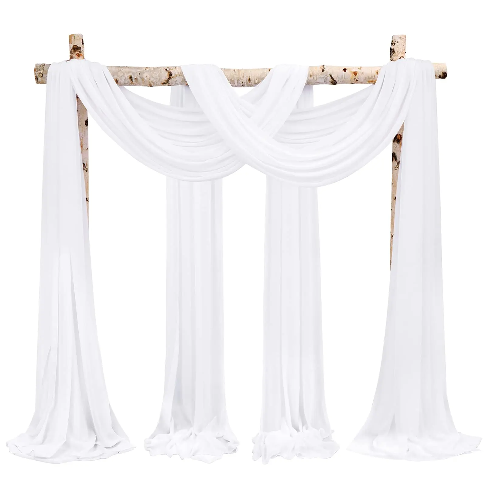 4 Pack 20FT White Wedding Arch Drapes Chiffon Sheer Backdrop Curtains for Wedding Reception Bridal Shower Graduation Party Baby Shower Wedding Arch Decoration Wedding Backdrop Drapes Summer Wedding Decor banners #SummerVibes Decorative Banner
