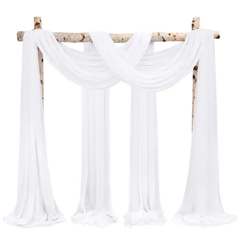 SHOWGEOUS 20ft Chiffon Sheer Curtain Backdrop, Wedding Arch Drapes for Party Decorations, Baby Shower, and Event Decor