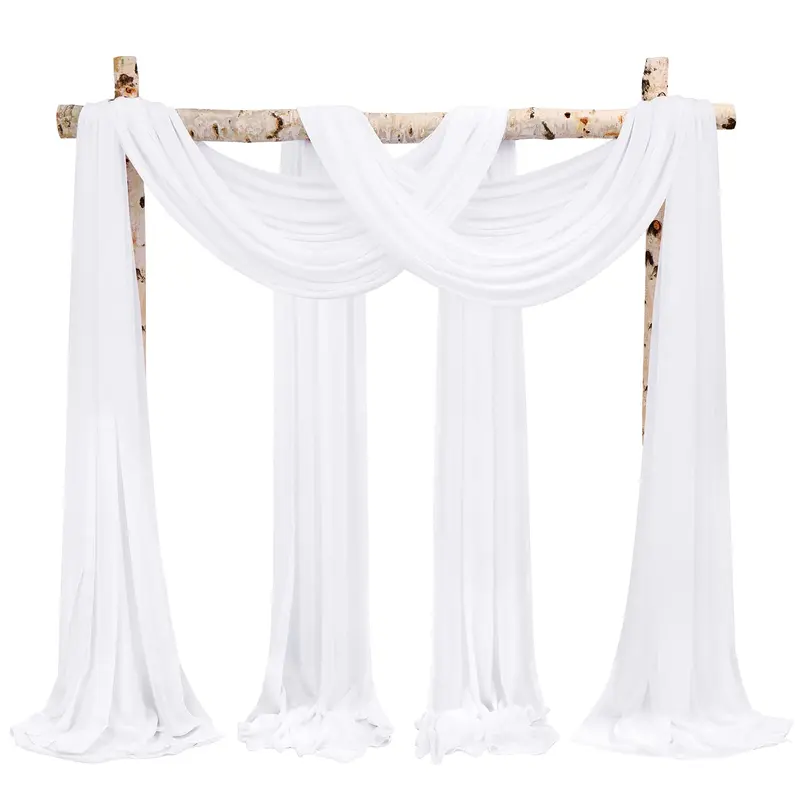 SHOWGEOUS 20ft Chiffon Sheer Curtain Backdrop, Wedding Arch Drapes for Party Decorations, Baby Shower, and Event Decor