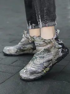 Men's Camouflage Ankle Rain Boots, All-Weather Protection Technology, Comfortable Fit, Outdoor Work & Daily Commute, Casual Style