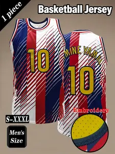 Men's #10 Vintage Basketball Jersey, Barcelona Style Print & Embroidery, Loose Fit Sleeveless Vest, Casual Outdoor Sports Wear