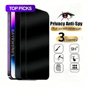 KAYKWONG'S Anti-Spy Tempered Glass Screen Protector, 3 Counts HD Privacy Phone Screen Protective Films, Phone Screen Tempered Glass Film Compatible with iPhone 6/7/8/XR/11/12/13/14/15 Pro Max/15 Plus/16/17 Air Series