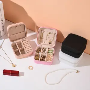 Magic Storage Luxe Mini Jewelry Case with Secure Zipper & Padded Ring Rolls, Small Travel Organizer Box for Women
