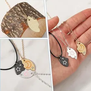 3-Pcs Sun Moon Star Best Friends Necklace Set, BFF Matching Pendant Necklaces for Girls, Whimsical Necklace, Layering Necklaces, Charms Necklace