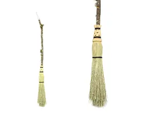 Hand Crafted Natural Besom with Wooden Handle 36 inches