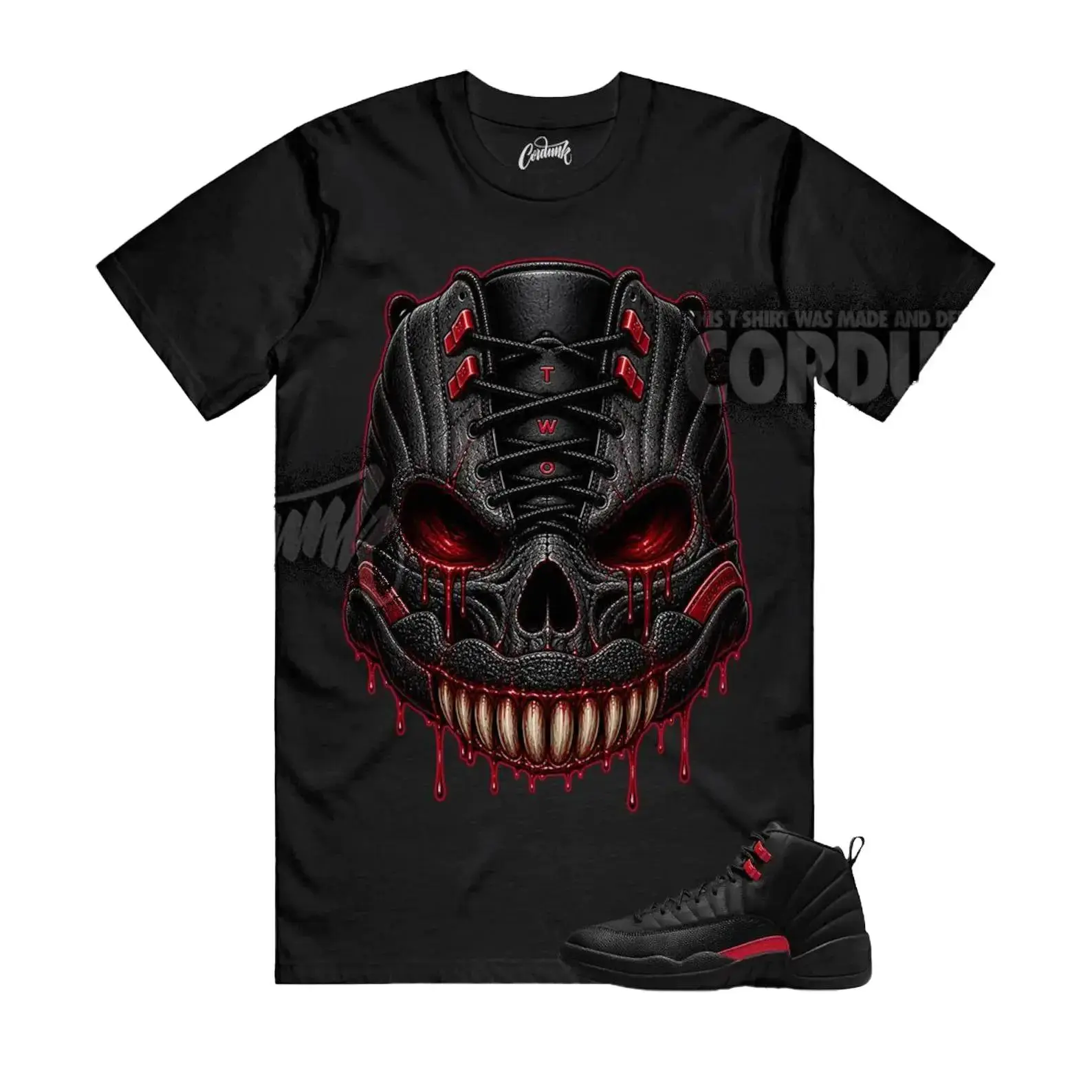AJ12 Bloodline Varsity Red Matching Shirt, SKULL Graphic Tee, Rap HipHop Unisex T-Shirt, Gift For Women and Men, Best Gift