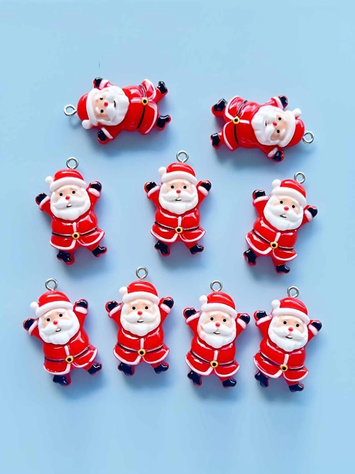 10pcs Christmas Cheering Santa Claus Father Christmas Resin Pendants Bulk For Diy Can Be Used As Necklace Earrings Pendant Keychain And More