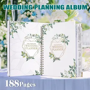 188 Page Fresh Greenery Wedding Planner Book, Coil Binding DIY Photo Album, New Bridal Couple Memorial Gift, Wedding Preparation Essentials