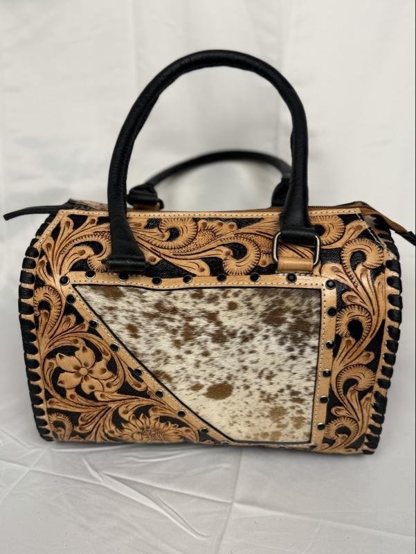 Tooled and cowhide mini