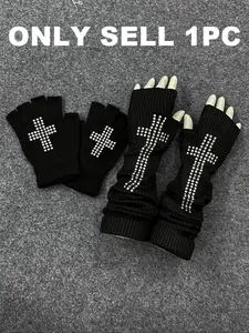 Women's Plaid Long Knit Gloves, Fitted Touchscreen Compatible Mitts, Soft & Warm Fall Winter Accessories for Casual Wear