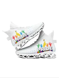 Men's Random Color Pride Month & Love Theme Wide Fit Casual Sports Sneakers, Non-slip Durable Sole Sneakers, All-match Round Toe Shoes for Daily Wear