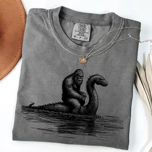 Comfort Colors Bigfoot Shirts | Hilarious Loch Ness Monster Really Vintage Shirt | Funny Sasquatch Graphic Big Foot Shirt