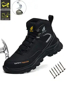 Steel Toe Work Boots for Men Worker Closed Toe Lightweight Breathable Safety Shoes, Slip-Resistant Anti-Punctur Anti-smash comfortable Industrial & Construction Work Footwear