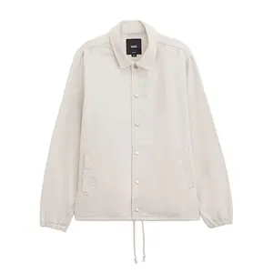 VANS Torrey Canvas Coaches Jacket, Mens Casual Retro Embroidery Tops Coats, Taupe Mist, Embroidered, Menswear