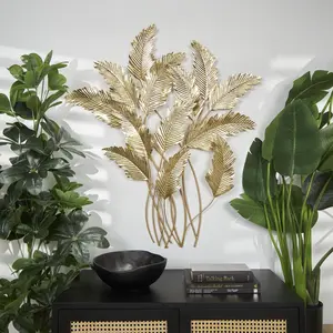 Leaf Gold Metal Layered Home Wall Decor