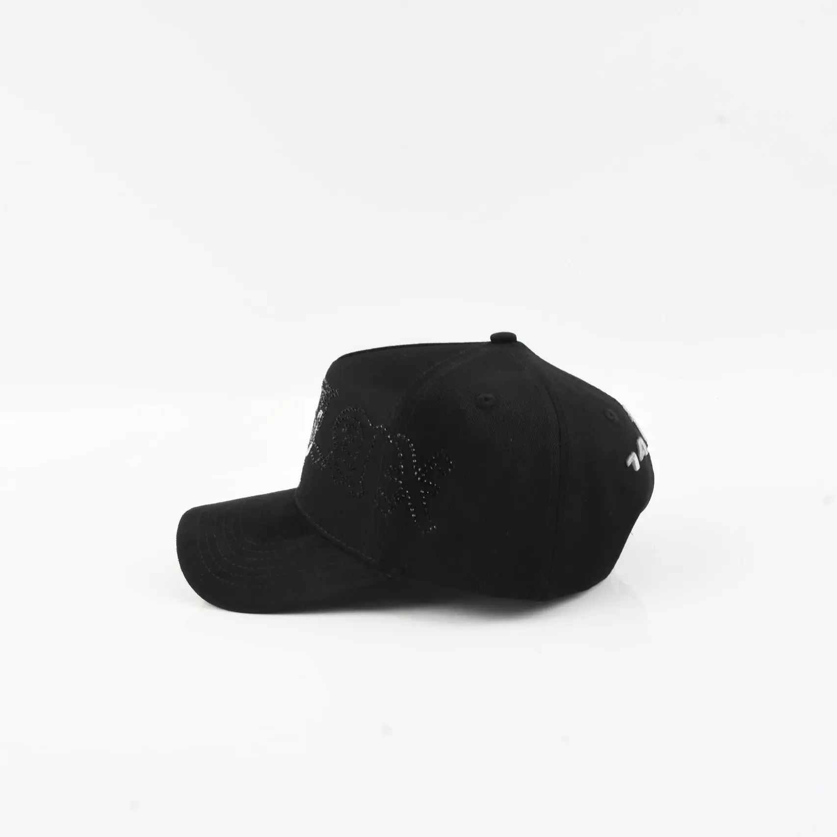 Fallen Angel Black Cap with Unique Design Suede Material
