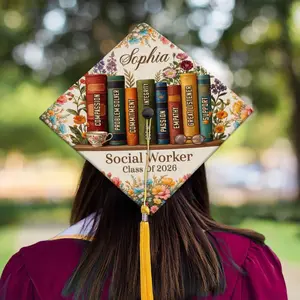 Personalized Social Worker Graduation Cap Topper, MSW Grad Cap Decor, Class of 2026 Graduation Cap Topper, Custom Social Work Graduation Gift for Her, Master of Social Work Cap Topper