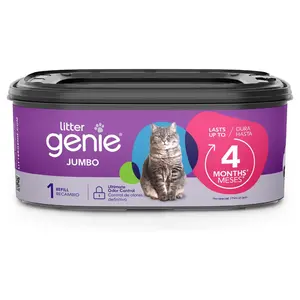 Litter Genie Refill Bags | Jumbo 1-Pack, 28 total ft | Up to 4 Months of Supply in 1 Cartridge | Ultimate Odor Control Cat Litter Bags