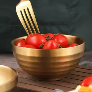 Stainless Steel Threaded Bowl, Dual Layer Heat Resistant, Ideal for Cereals, Soups, Ice Cream, Rice, Noodles, Salad, Snacks, Meal Prep Bowls