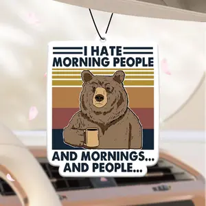 Cartoon Bear Pattern Car Air Freshener Ornament, Car Air Diffuser, Car Rear-view Mirror Decorative Hanging Fragrance Tablet, Universal Car Interior Decoration Accessories