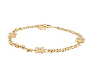 Pre-owned Celine Triomphe with Stones Gold Bracelet Perfect for Daily Use