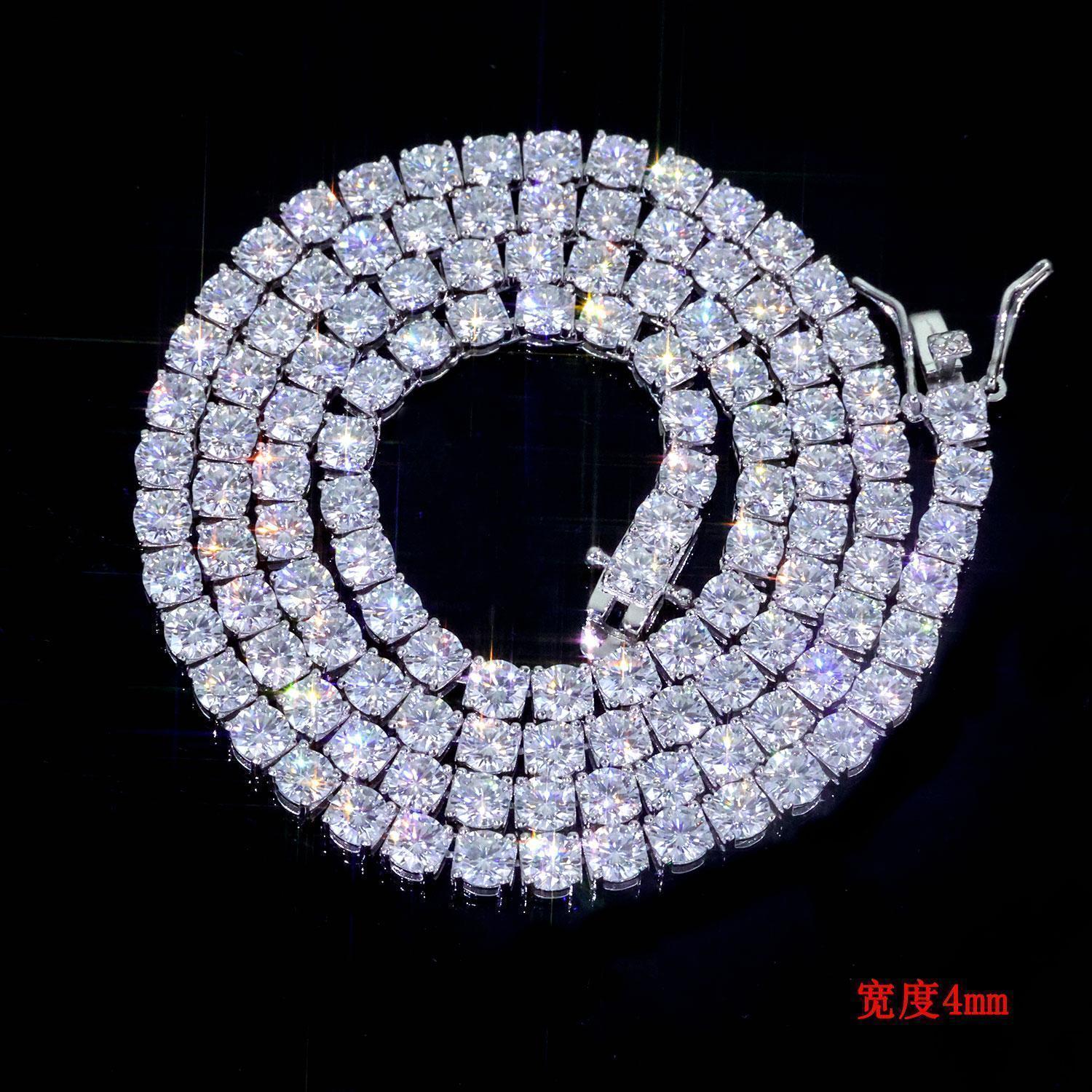 Fast Shipping Hip Hop Iced Out 2/3/4/5mm Moissanite Tennis Chain Men Women 925 Silver Moissanite Tennis Necklace GRA Certificate